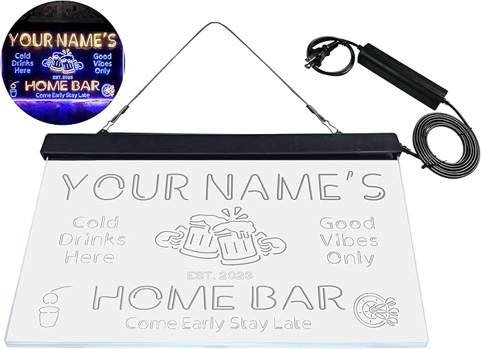 ADVPRO Personalized Your Name Custom Home Bar Beer Established Year Dual Color LED Neon Sign Blue & Yellow 12 x 8.5 Inches st6s32-p1-tm-by