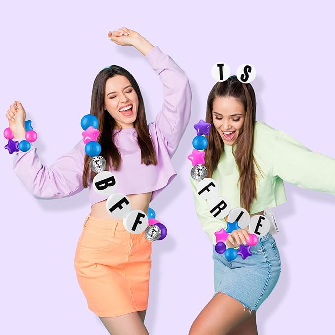 Giant Friendship Bracelet Garland Kit, DIY Birthday Banner with Letters Ball Jumbo Customizable Friendship Bracelet Decor for Halloween Christmas Wedding Party(Blue, Pink, Purple)