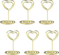 20PCS Mini Table Number Holders, Heart Shaped Place Card Holder, Premium Photo Holders for Tables, Table Sign Holders Card Stands Menu Memo Clips for Wedding Valentine's Day Table Decor, Gold