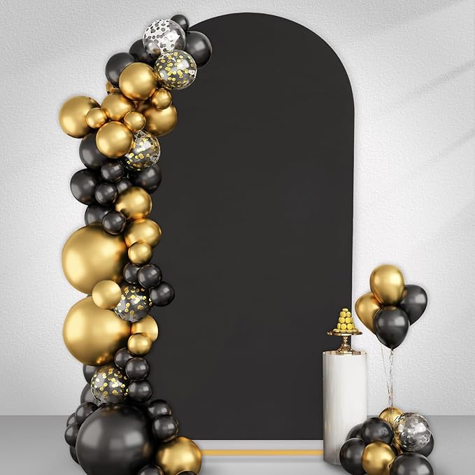 Black Arch Cover 7.2ft Spandex Backdrop Stand for Balloon Wedding Party Ceremony Decorations - Stretchy Chiara Arch
