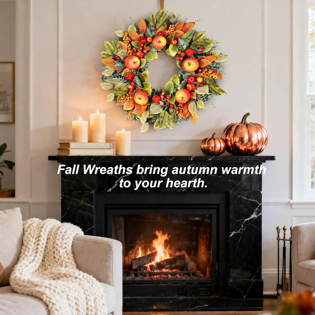 fall wreaths for front door 26 inch autumn showing dimensions