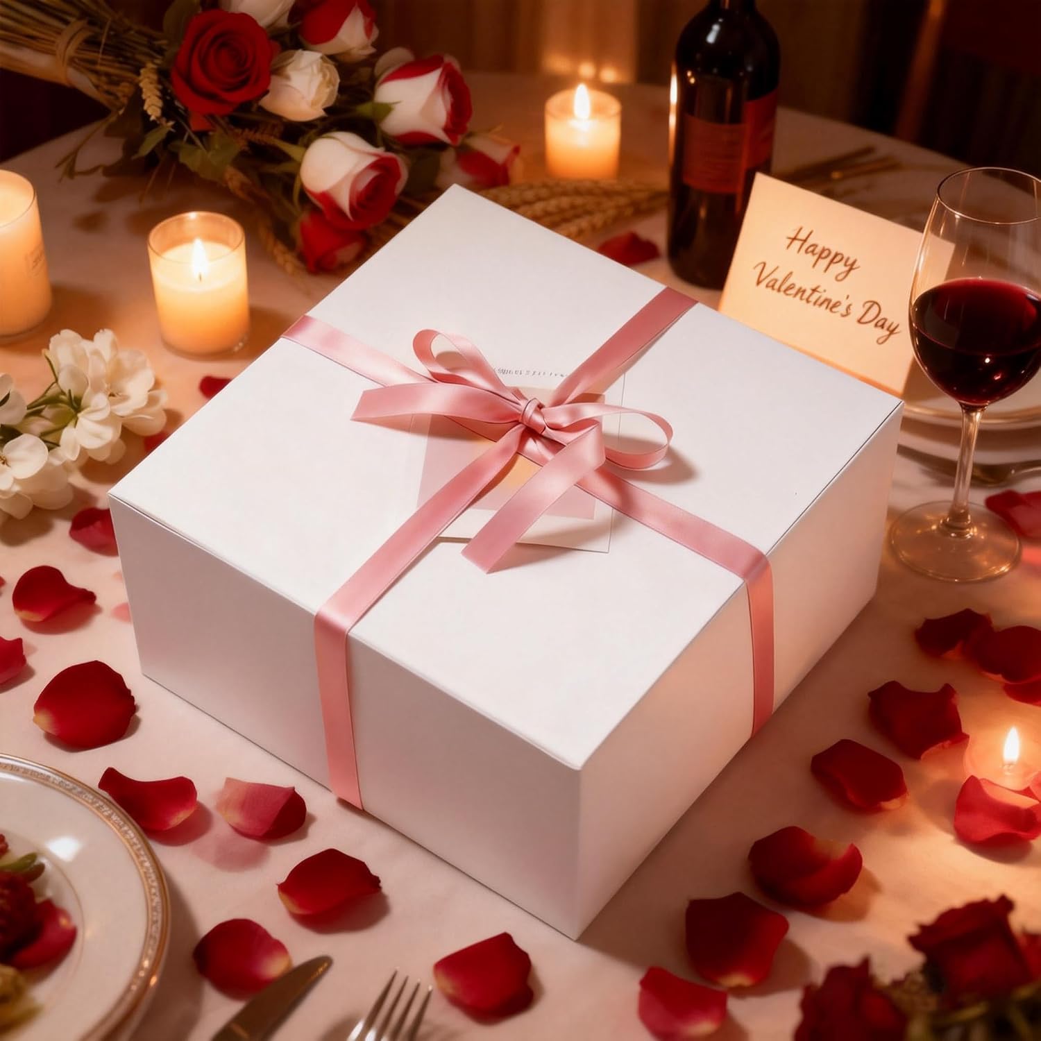 Frantis 12 Pack White Gift Boxes, 8x8x4in Gift Box with Lids, DIY Bridesmaid Proposal Box, Recyclable,Foldable Box for Wedding, Party Favors