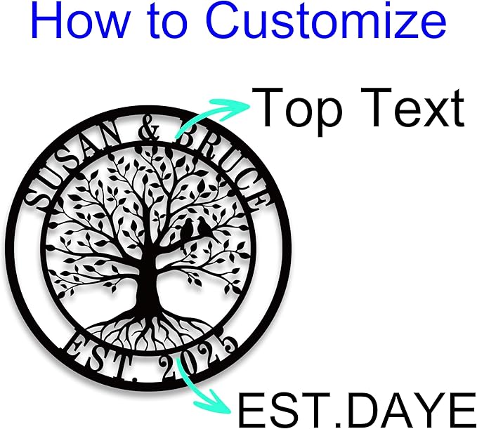 Personalized Tree of Life Metal Sign,Custom Metal Signs,Tree of Life Personalized Wall decoration,Wedding Gifts,Give to Parents and Friends,Housewarming Gifts