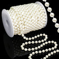 59 Feet 8mm Pearl Strings Garland for Crafts, Artificial Pearl Beaded Trim Chain Roll Strands for Wedding Centerpieces Bouquet Party Decoration Christmas Tree Garland, Ivory