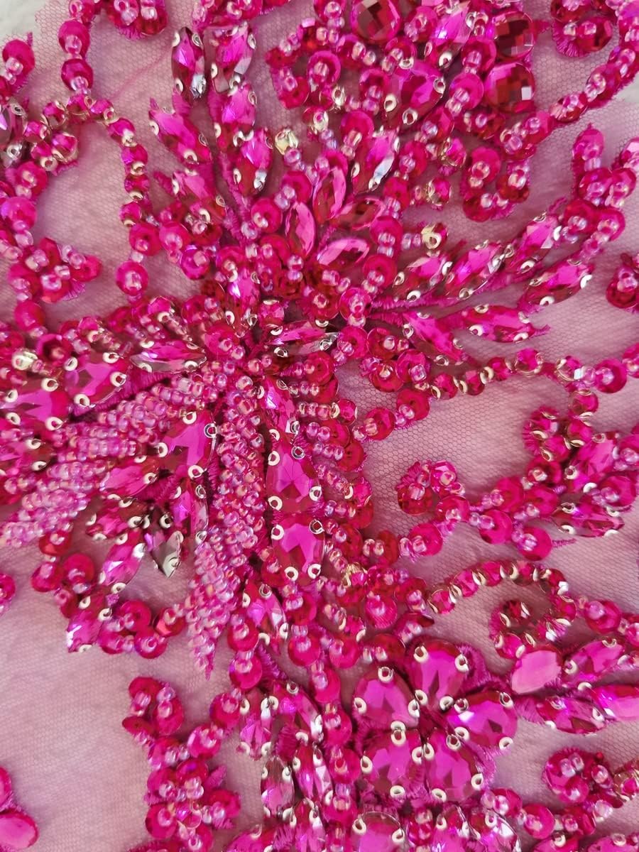 Handmade Rhinestones Beads Applique sew on Crystal Sequins lace Trim Patches ...