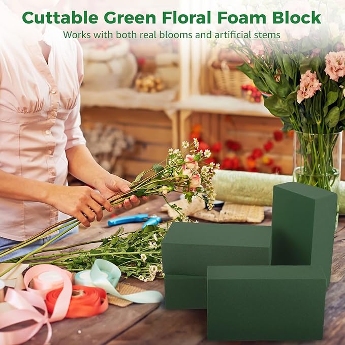 30 PCS Floral Foam Blocks, Green Flower Foam Bricks for Fresh & Artificial Flowers, Wet and Dry Florist Foam for Arrangements, Crafts, Bouquets, DIY Centerpieces, 5.5 x 3.1 x 1.8 in