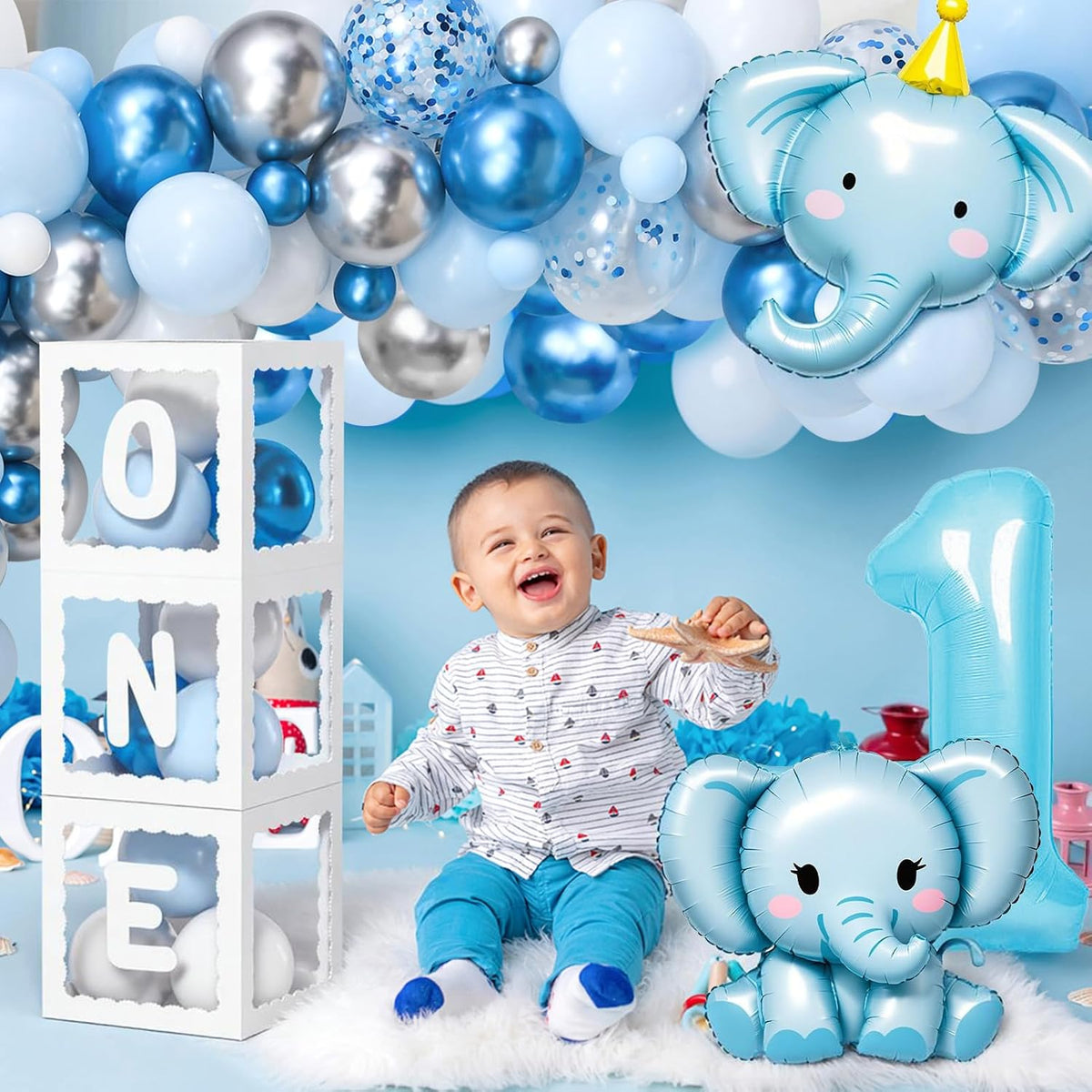 snln elephant 1st birthday decorations boy girl first, package contents