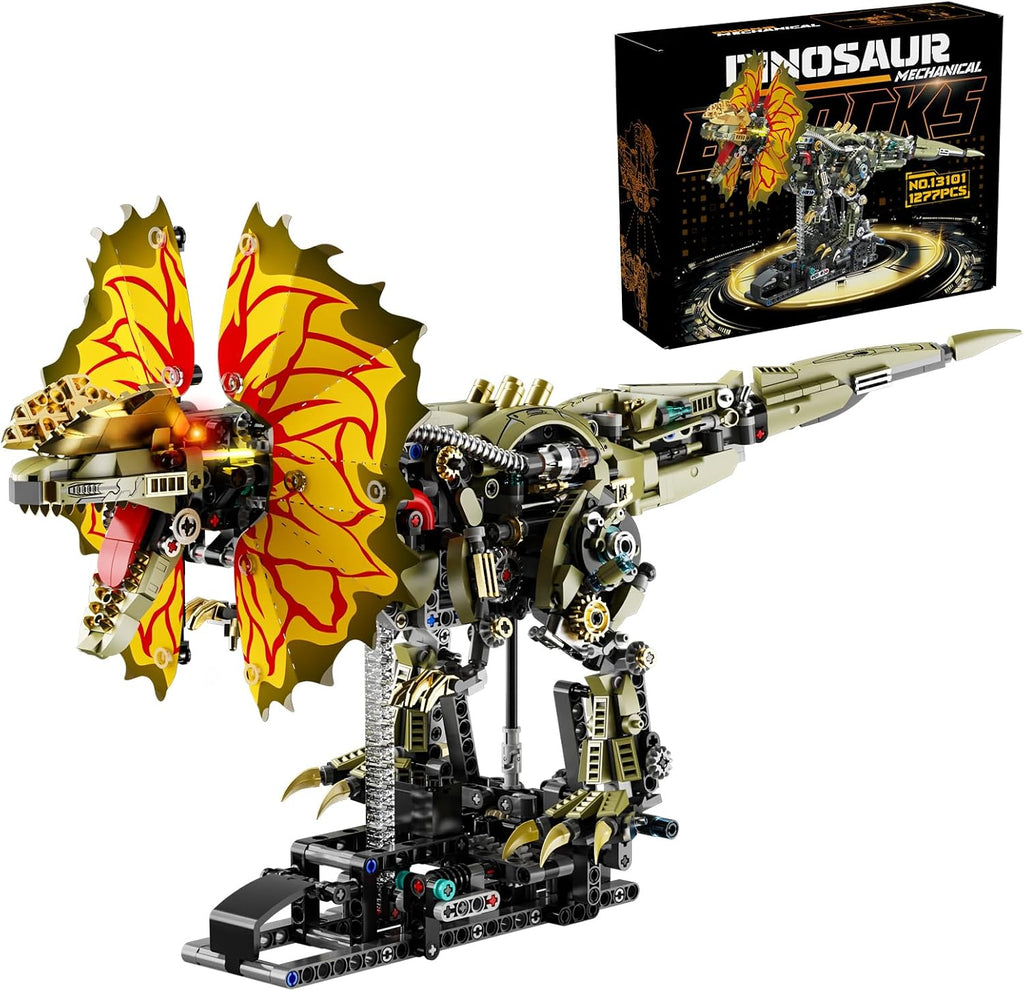 hjplpxh mechanical dilophosaurus building blocks set with led, main product view