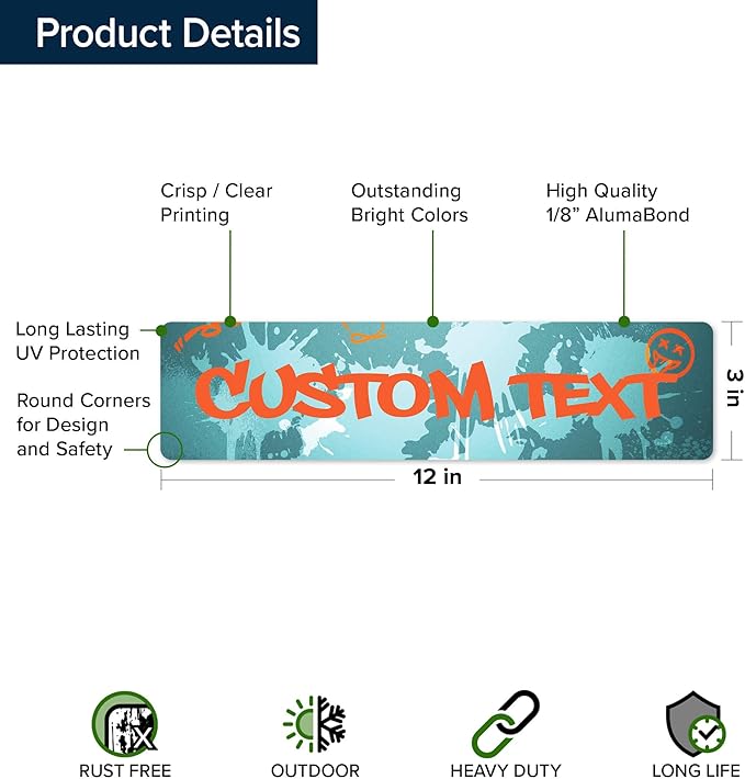 Custom Sign, Custom Street Sign, 11 Font Colors, 13 Font Styles, 4 Hole Options, 22 Sizes, 3x12 Inches, Rust Free DiBound, Fade Resistant, Made in USA by My Sign Center (Graffiti)
