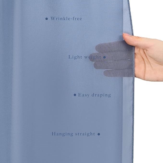 20Ft Length x 28" Width 4 Panels Wedding Arch Draping Fabric Dusty Blue Arch Drapes Chiffon Fabric Sheer Curtains Backdrop for Party Bridal Decorations Wedding Ceremony Ceiling Stage Reception Decor