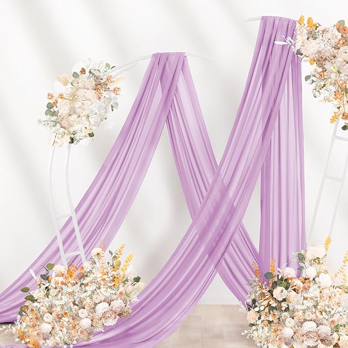Lilac Purple Wedding Arch Draping Fabric 29" x 20 FT Wedding Drapes for Backdrop Sheer Curtains Drapes for Romantic Bridal Baby Shower Decor Ceremony Birthday Party Fall Outdoor Events