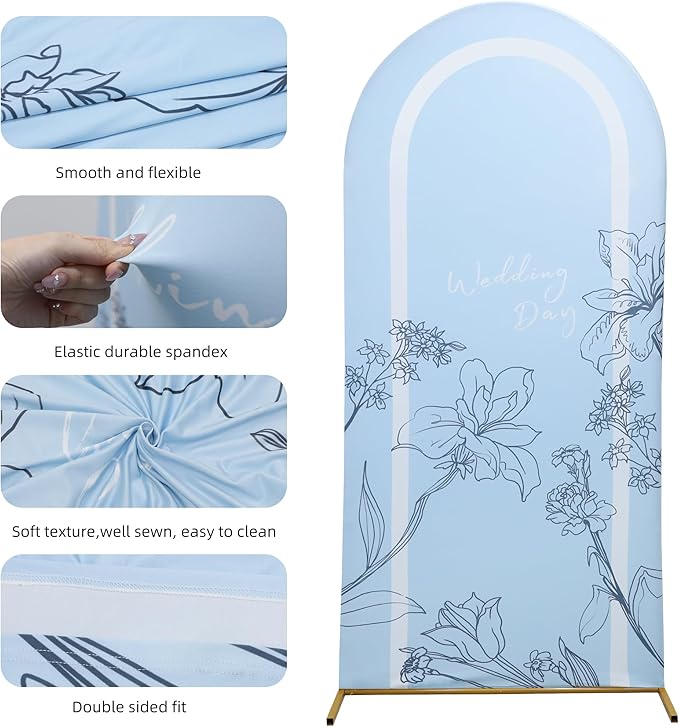 Wedding Arch Cover 7.2FT Spandex Arch Backdrop Cover Stretchy Backdrop for Wedding Birthday Party Decoration Baby Shower