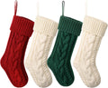 ELEGANTPARK Christmas Stockings 4 Pack Knitted Green White Red Christmas Stockings Large Xmas Decoration for Holiday Fireplace Hanging Holiday Decoration for Family Kids Xmas 18 Inch