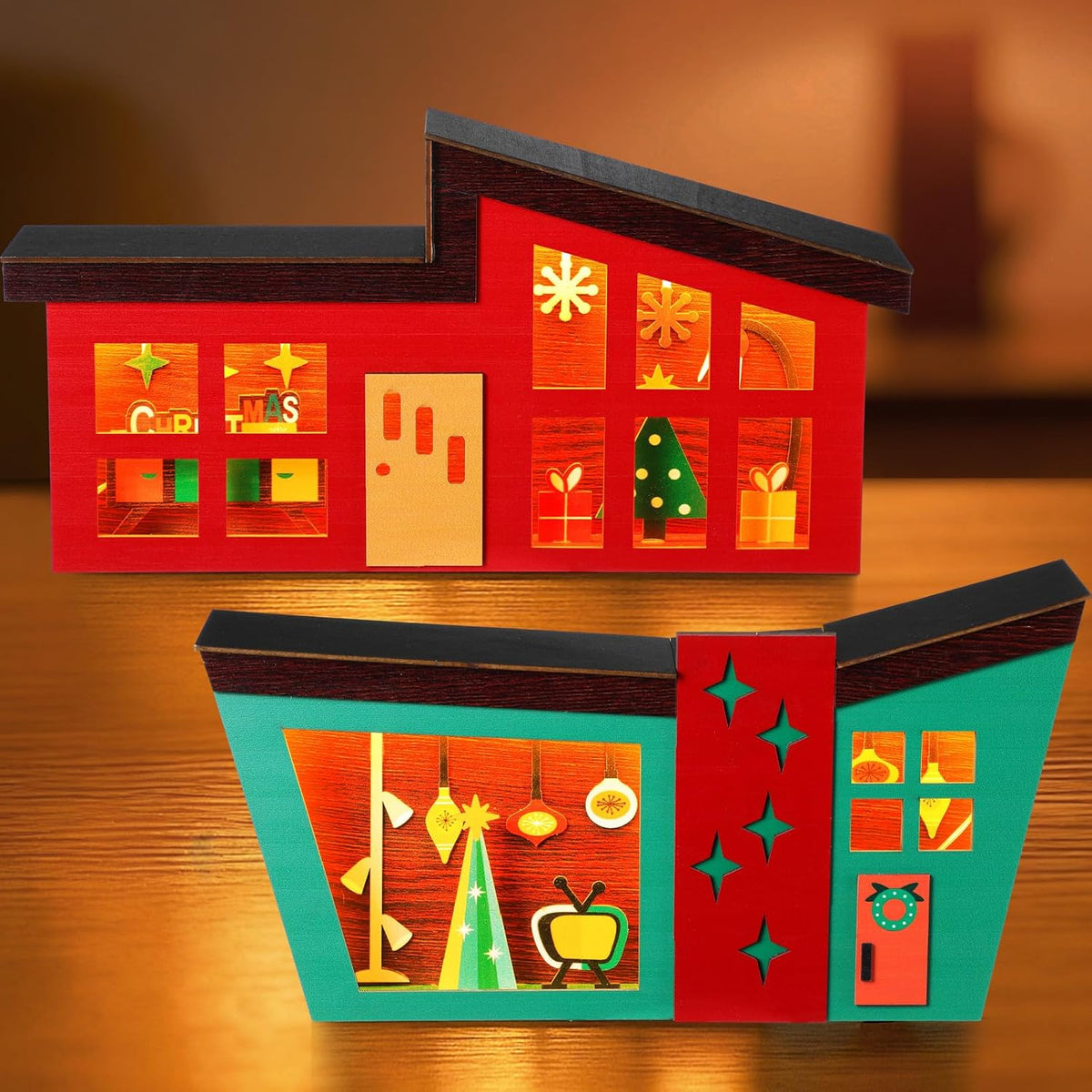 tujoe 2 pcs lighted christmas table decorations led, main product view