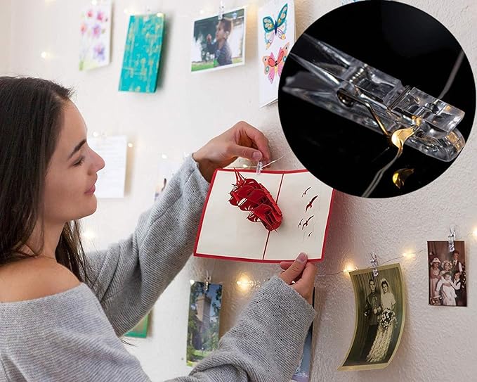 33Ft Photo Clip Fairy Lights with 50 Clips - LECLSTAR 100 LED String Lights for Hanging Pictures, USB Powered - Perfect Bedroom and Wedding Decor