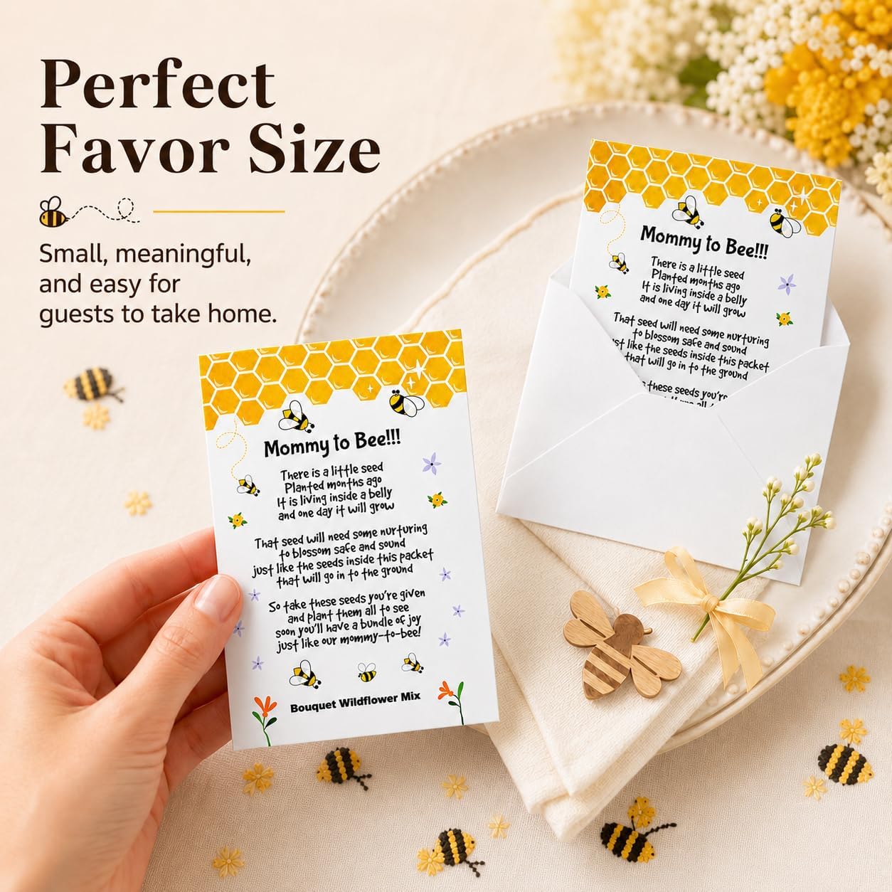Mommy to Bee Seed Packets | Girl or Boy Baby Shower Favors for Guests | 20 Wildflower Seeds Packets | Pre-Filled | Bouquet Wildflower Mix | Non-GMO Seeds | Gender Neutral | Oh Baby | Gifts