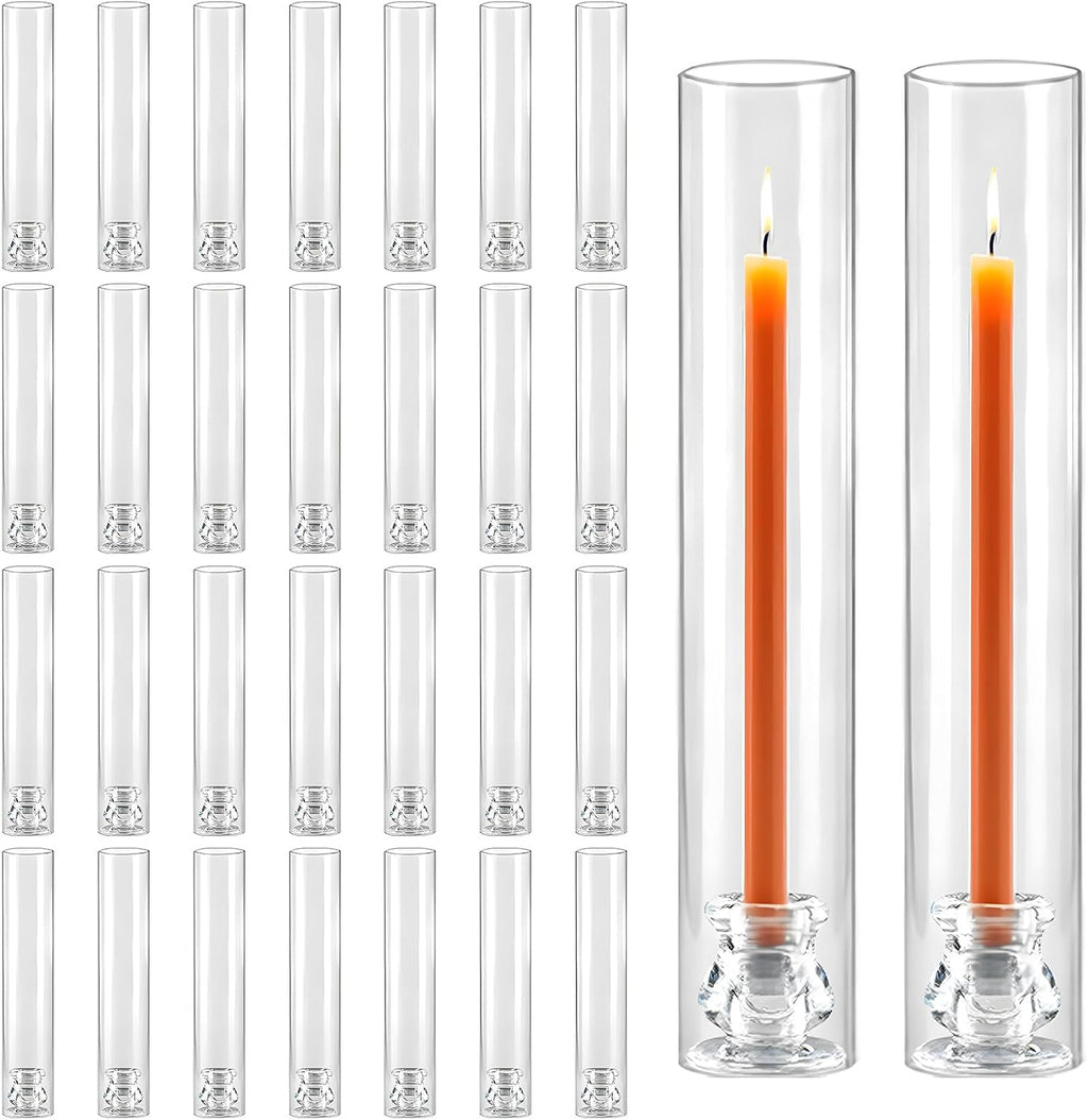 30 Pack Glass Hurricane Candle Holders 12.6" Open Ended Candlestick Holder Tubes Clear Bottomless Cylinders Suitable Taper LED Candles for Wedding Party Christmas Table Centerpiece Decor
