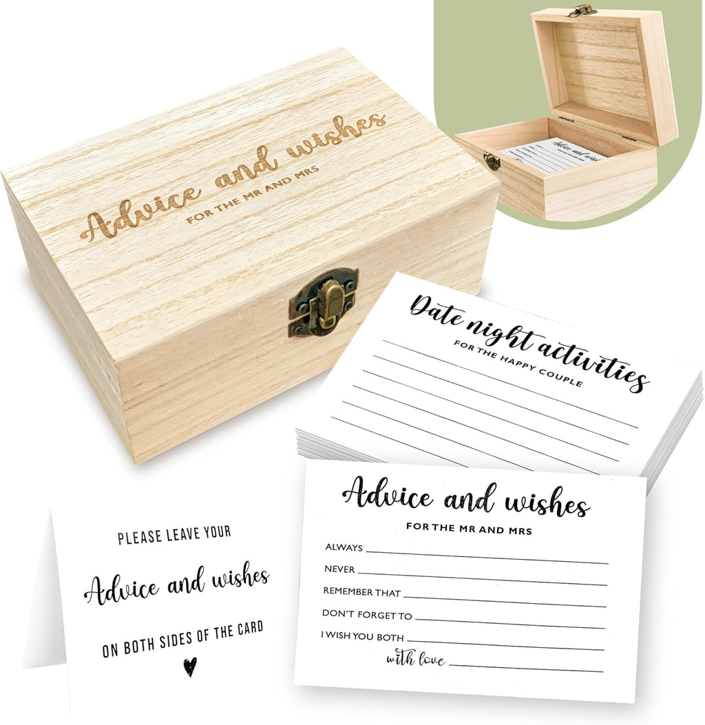STOFINITY Advice And Wishes For The Mr And Mrs - Bridal Shower Advice Cards, Bridal Shower Games, Wedding Decorations, Advice For The Groom And Bride Box, Wedding Games For Reception
