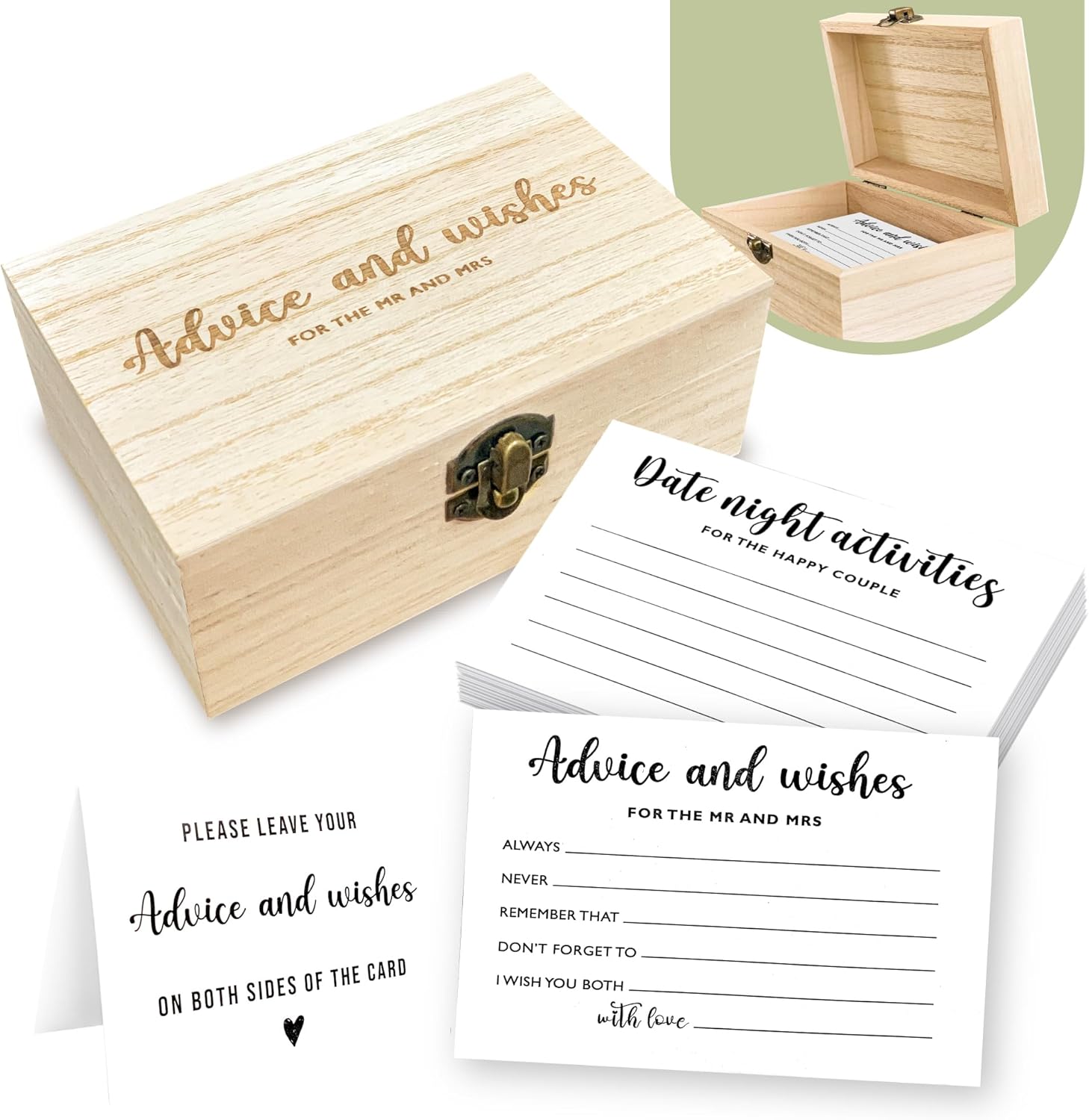 STOFINITY Advice And Wishes For The Mr And Mrs - Bridal Shower Advice Cards, Bridal Shower Games, Wedding Decorations, Advice For The Groom And Bride Box, Wedding Games For Reception
