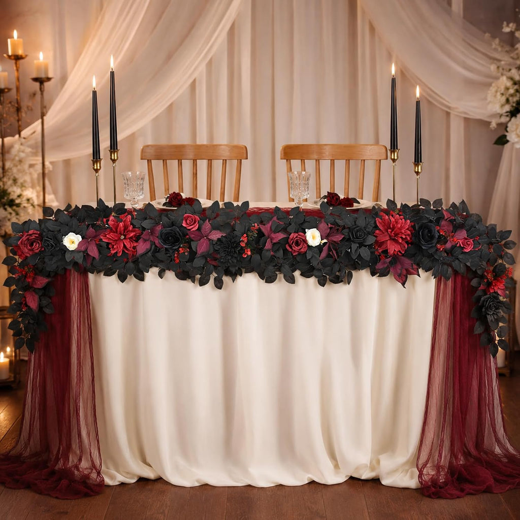 waipfaru 2pcs halloween garland, artificial rose flower garland, close-up detail