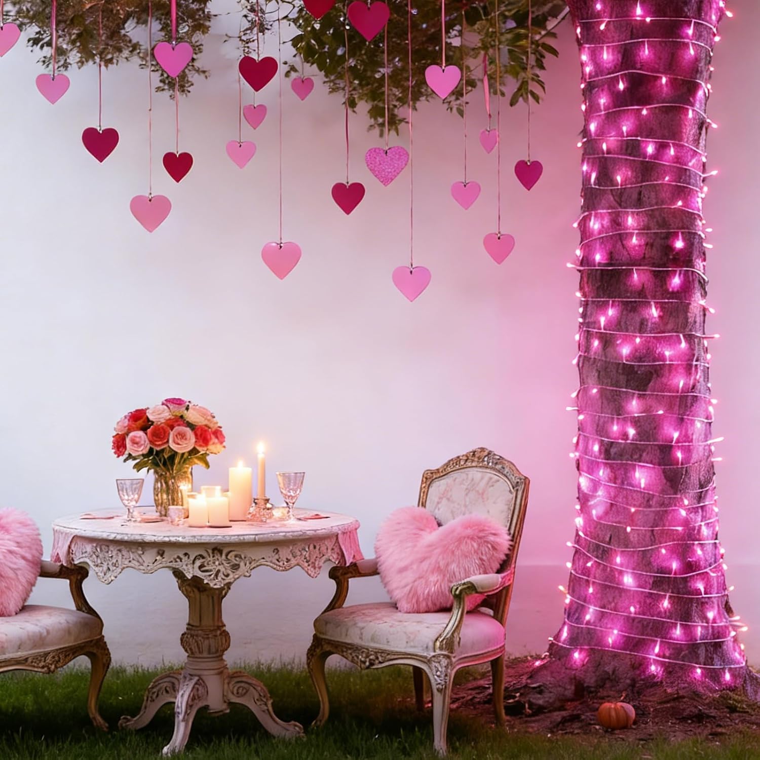 LAMPHOME Pink Christmas Lights Set 100 Count 19.6 Feet Incandescent Bulb Mini String Lights for Indoor Christmas Tree Garland Birthday Wedding Party Festival Decoration, White Wire