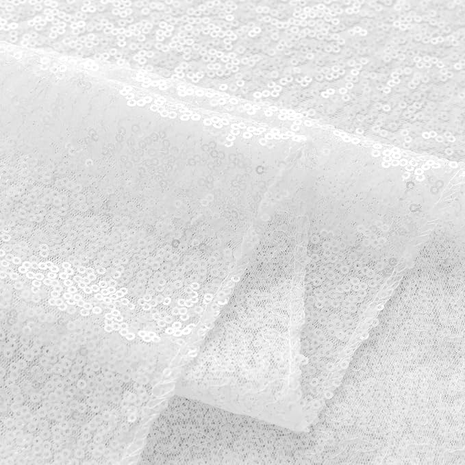 Sugargirl White Sequin Backdrop Curtain 2 Panels 2FTx8FT Glitter White Background Drapes Sparkle Photography Backdrop for Party Wedding Birthday Wall Decoration