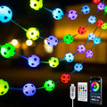 Soccer Ball String Lights - 10ft USB-Powered, 100 LED Warm White Balls, Soccer Party Decorations for Enthusiastic Fans, Sports Decorative Lights, Birthday Decorations, Soccer Gift
