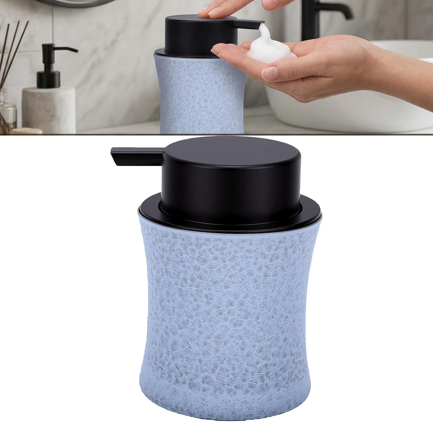 ZJchao 300ml Stainless Steel Dual Function Candle Cup Holder (Matte Blue) | Comes with foaming pump lid, smooth metal texture, exquisite decorative ornament for indoor home desktop decoration