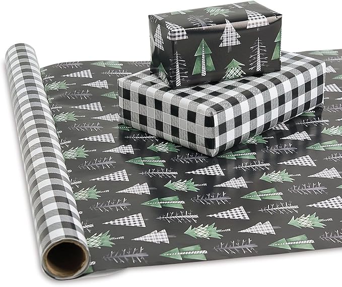 Current Christmas Tree Farm Double-Sided Jumbo Rolled Gift Wrap, Premium Semi-Gloss 23-Inch x 32-Foot Wrapping Paper Roll, 61 Square Feet Total