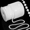 99 Feet 6mm Pearl Strings Garland for Crafts, Artificial Pearl Beaded Trim Chain Roll Strands for Wedding Centerpieces Bouquet Party Decoration Christmas Tree Garland, White