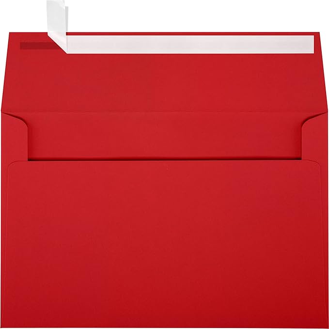 LUXPaper A9 Invitation Envelopes | Peel & Press | 5 3/4" x 8 3/4" | Ruby Red | 80lb. Text | 50 Qty