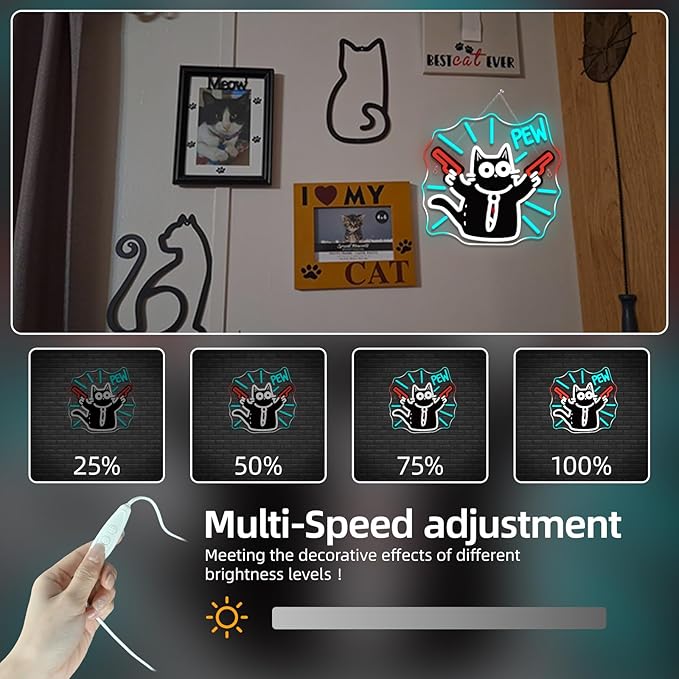 Cat Neon Sign Pew Led Light Cute Neon Signs For Wall Decor Bar Light Up For Game Room Bedroom Cat Cafe Pet Party Decoration Cat Lovers Kids Gifts