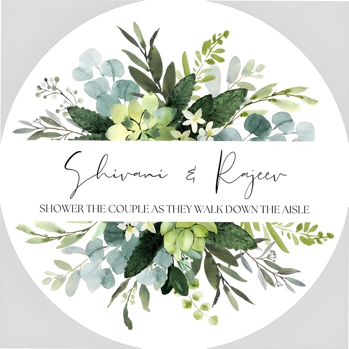 Custom Stickers for Weddings, Birthdays & Businesses - Personalized Labels with Your Logo - Waterproof, Fade and Heat Resistant - Pack of 100-1000 (Wreath Q, 3 Inch)