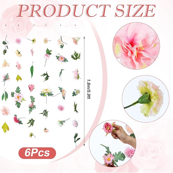 XunYee 6 Pcs 35.4 ft Flower Garlands Hanging Wildflower Backdrop Decoration Artificial Floral Garlands Fake Flower Vines Faux Silk Wildflower Decor for Halloween Fall Wedding Garden Wall Arch(Blossom)