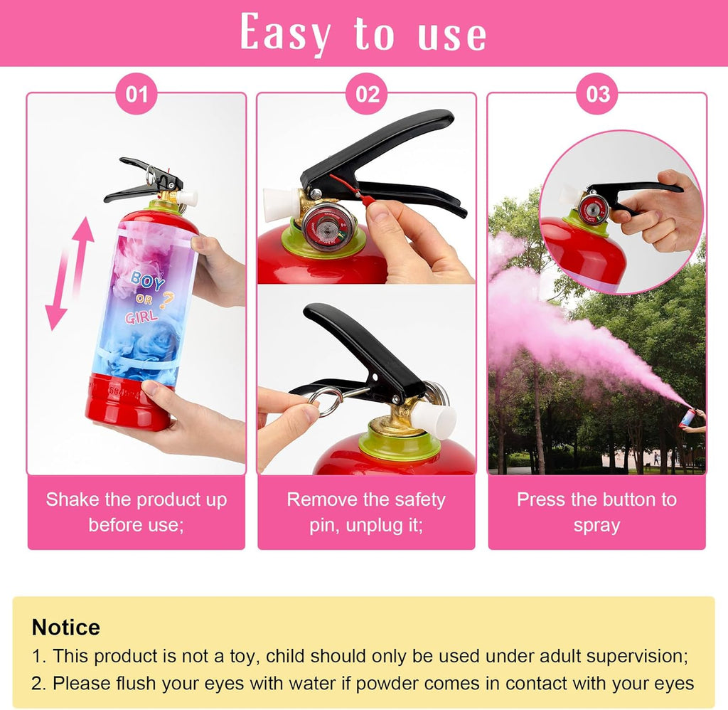 QIYVLOS Giant Gender Reveal Fire Extinguisher 2 Packs, Gender Reveal Ideas, Baby Girl Reveal Party Ideas for Gender Reveal Decorations with 2.3ib Powder (Pink)