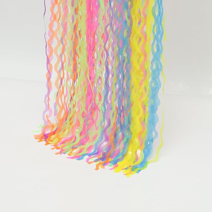 4 Pack Colorful Foil Fringe Curtain Backdrop - 3.3 x 6.6ft Wavy Rainbow Tinsel Backdrop Curtain Metallic Streamers Holiday Photo Booth Party Decorations