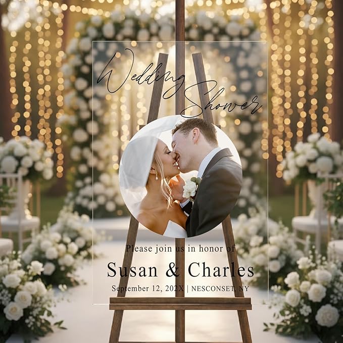 Personalized Wedding Photo Acrylic Welcome Sign – Custom Picture Board with Bride & Groom Names, Elegant Acrylic Wedding Reception Entrance or Ceremony Decoration, Indoor & Outdoor Keepsake Gift #5