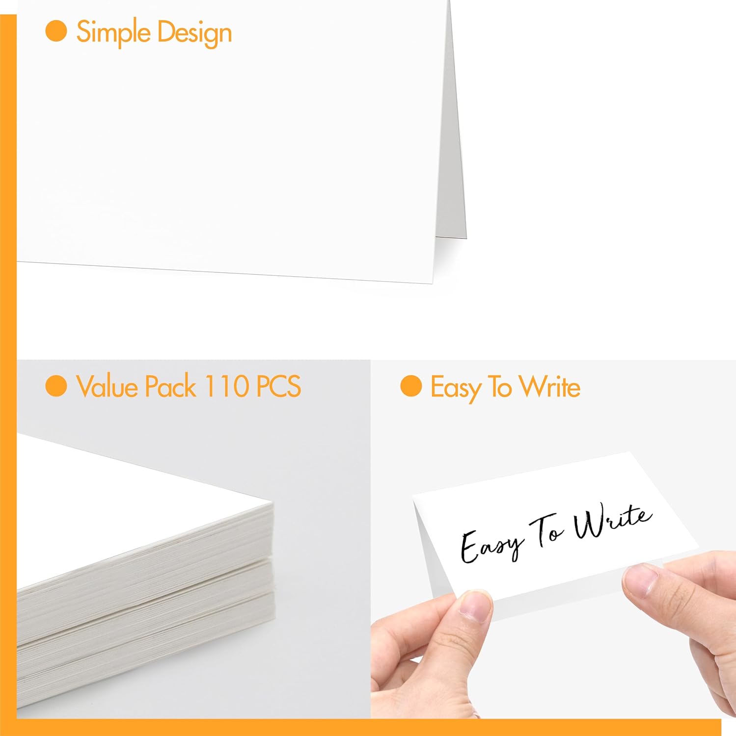 Gethelud 110 PCS Tent Cards, Small Blank Place Cards Delicate Seating Cards Blank Name Cards Escort Cards for Wedding, Table, Dinner Parties, Receptions (Each Measures 2” x 3.5”)