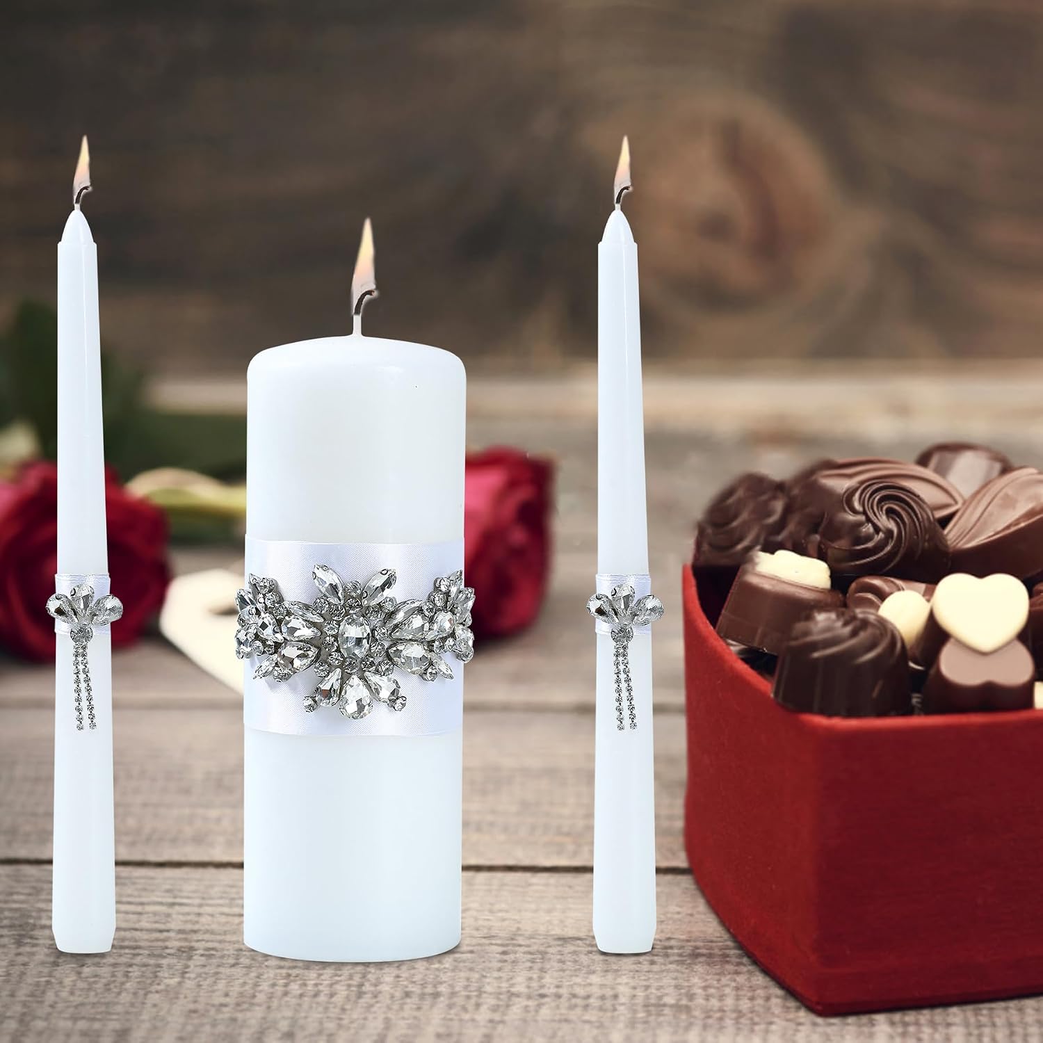 Unity Wedding Candle Set - 1 Pillar & 2 Taper Candles for Ceremony