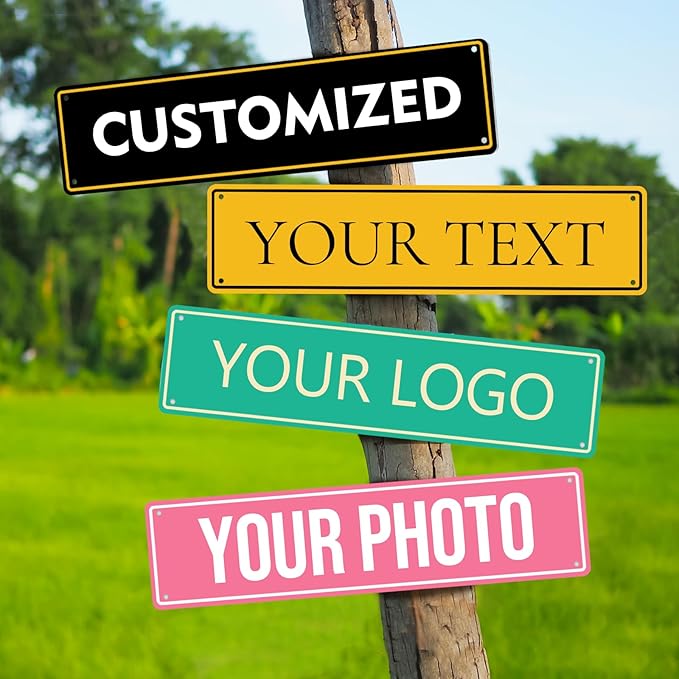 Custom Signs Outdoor Metal - 16 x 4 Personalized Aluminum Rust-Proof Entrance Hazard Intersection Parking Street Signs，Decorative Sign