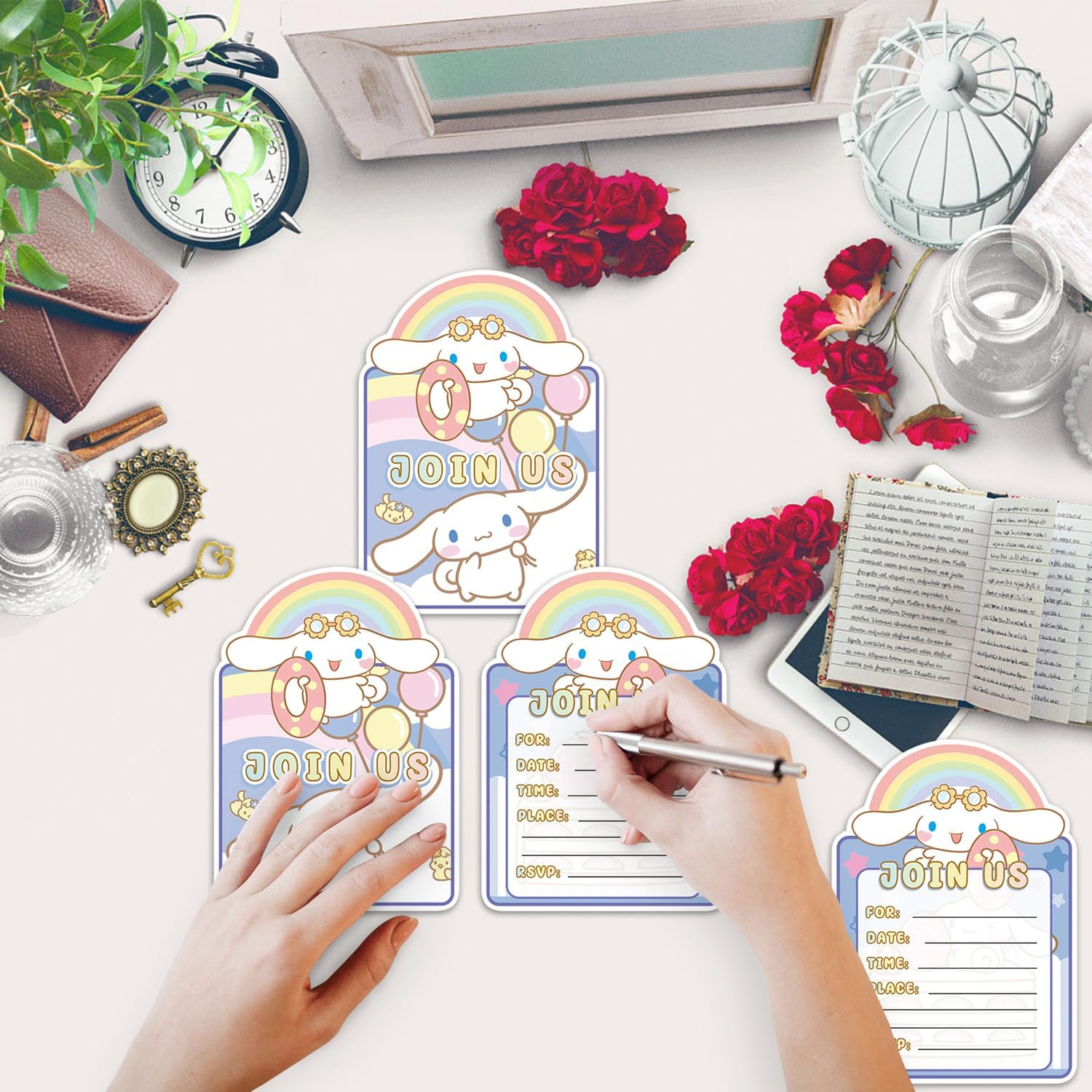 20pcs Cinna-morolls Birthday Invitation Cards 20Packs Invitation Cards for Kids Cinna-morolls Birthday Party