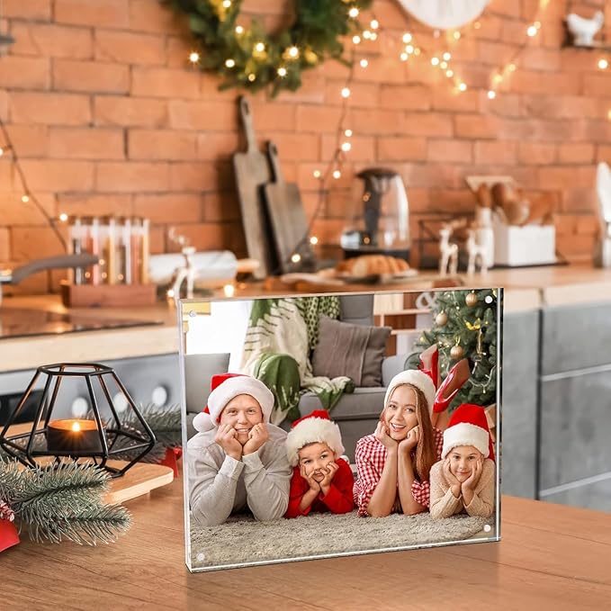 TWING 36 Pack 4x6 Acrylic Picture Frames Bulk, 10+10MM 4 By 6 Magnetic Acrylic Photo Frame Horizontal Magnet Double Sided Magnetic Frames Set, 6 x 4 Clear Picture Frames Block Picture Frame Desktop Display,Gift