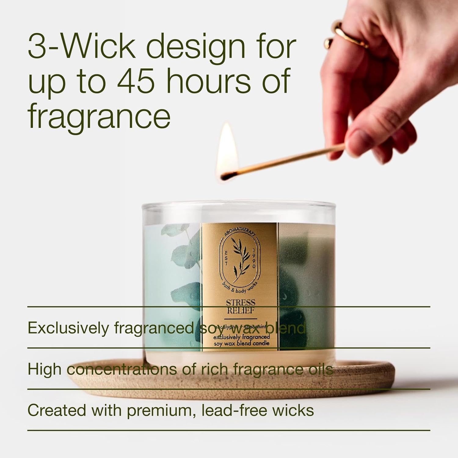 Bath & Body Works Eucalyptus Spearmint 3-Wick Candle - Scented Candle for At-Home Use - Long-Lasting, Room-Filling Fragrance - High Fragrance Oil Concentration - Soy Wax Blend