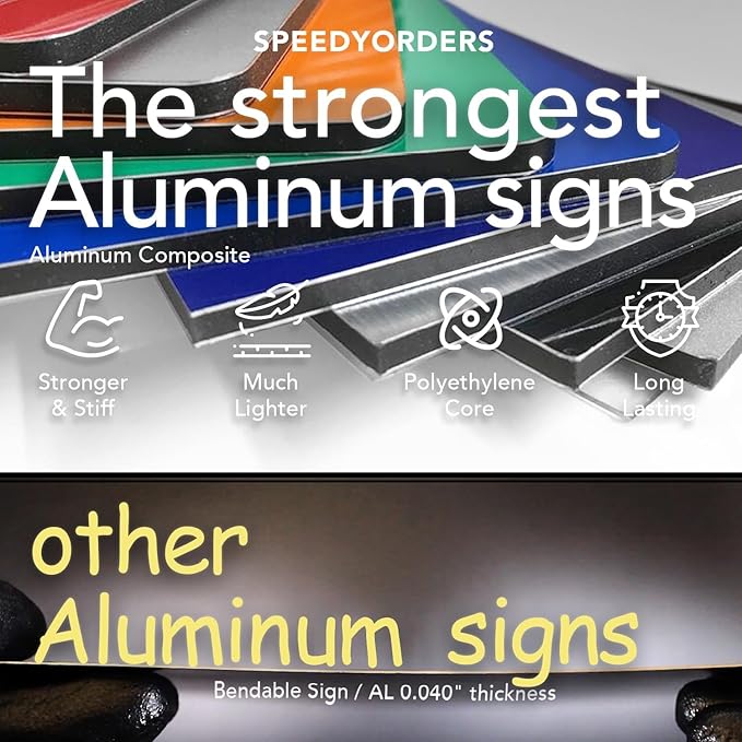 Custom Metal Business Signs, Personalized Aluminum Outdoor Signs, White Aluminum (White, 7x7 In)