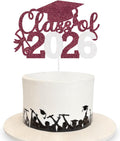 Graduation Cake Topper 2026 Grad Party Decoration Glitter Cap Diploma Food Picks Table Ideas Maroon White