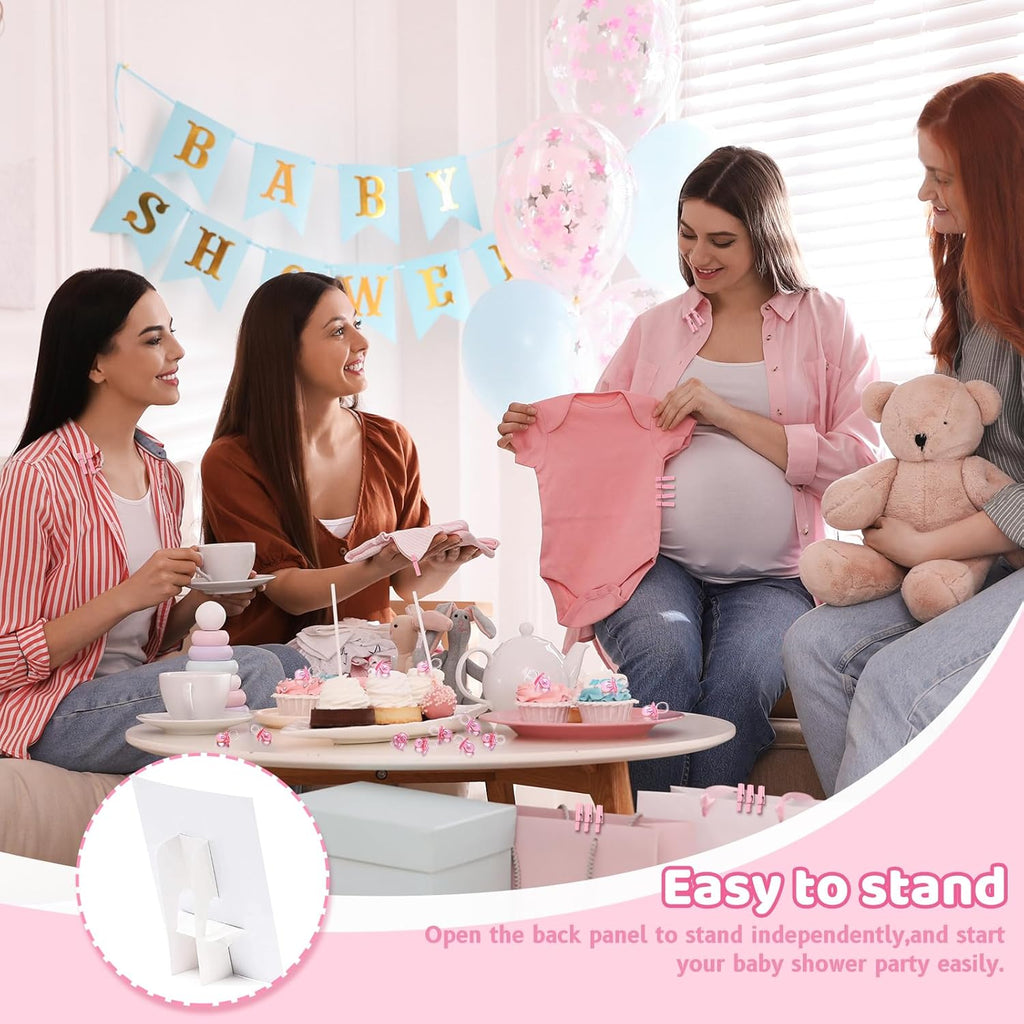 Don't Say Baby Shower Clothespin Game for Girl Includes 8x11 Standing Sign, 60 Mini Pink Clothes Pin, 60 Mini Pacifiers