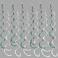 36 Pcs Green White Hanging Swirl Decorations Felt Swirl Streamer Spiral Ceiling Garland for Birthday Graduation Wedding Retirement Baby Shower Spring Summer Christmas Masters Golf Party Decor Supplies