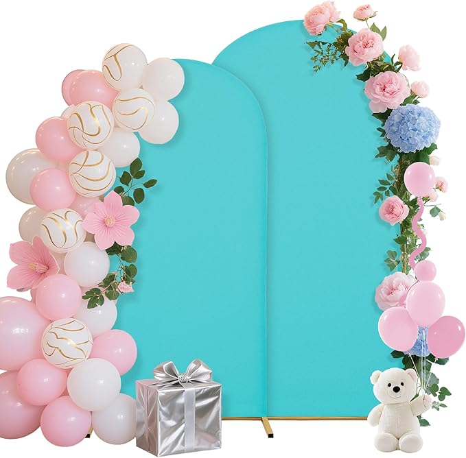 Wedding Arch Covers Arch Backdrop Cover Arch Stand Covers 7.2FT 6FT Set of 2 Arch Cover Spandex Fabric Stretchy Backdrop for Wedding Birthday Party Decoration Baby Shower (Sky Blue)
