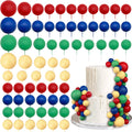 66 PCS Ball Cake Picks Red Blue Yellow Green 4 Sizes for DIY Baking Decoration Cupcake Toppers and Wedding Anniversary Birthday