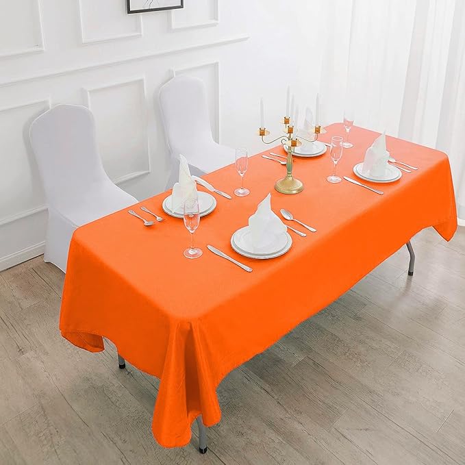 120 inch Round Tablecloth Washable Polyester Table Cloth Decorative Table Cover for Wedding Party Dining Banquet（120 inch,Orange）